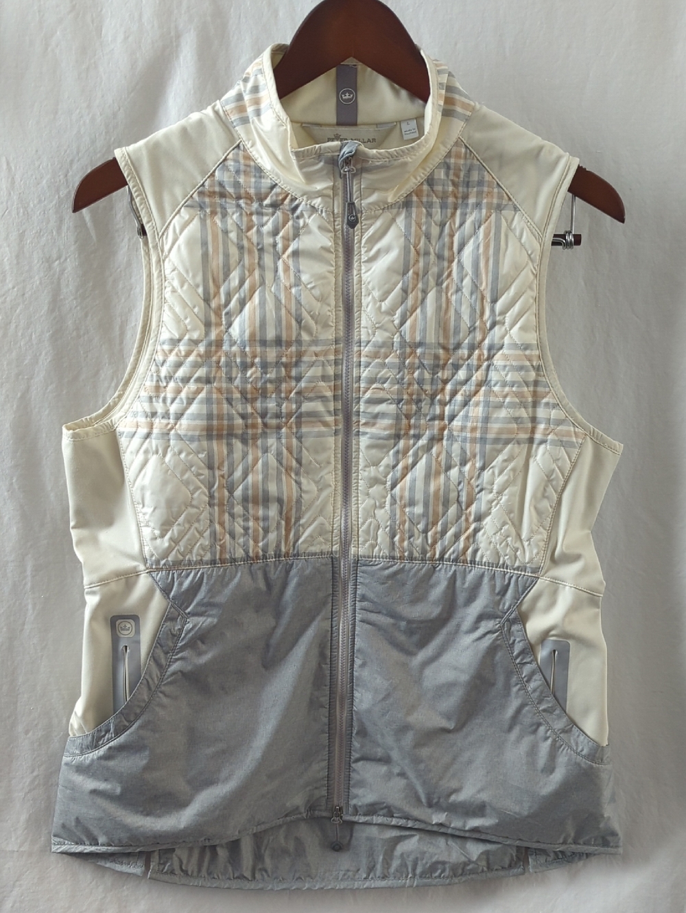 PETER MILLAR Women's Lizzie Hybrid Quilted Plaid Golf Vest Size Large